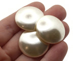 3 25mm Vintage White Plastic Pearl Shank Buttons Sewing Notions Jewelry Making Beading Supplies Sewing Supplies