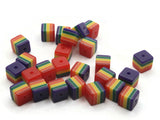 25 8mm Red Rainbow Striped Beads Resin Cube Beads to String Lightweight Beads Jewelry Making Beading Supplies