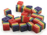 25 8mm Red Rainbow Striped Beads Resin Cube Beads to String Lightweight Beads Jewelry Making Beading Supplies