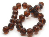 25 12mm Brown Faceted Round Beads Full Strand Glass Beads to String Jewelry Making Beading Supplies