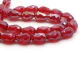 29 12mm Red Faceted Glass Beads Teardrop Beads with AB Finish Jewelry Making Beading Supplies Loose Beads to String