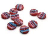 10 13mm Red Pink Blue and Purple Striped Resin Buttons Flat Round Plastic Four Hole Buttons Jewelry Making Beading Supplies Sewing Supplies