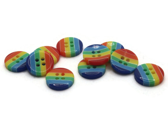 10 13mm Rainbow Striped Resin Buttons Flat Round Plastic Four Hole Buttons Jewelry Making Beading Supplies Sewing Supplies