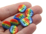 10 13mm Rainbow Striped Resin Buttons Flat Round Plastic Four Hole Buttons Jewelry Making Beading Supplies Sewing Supplies