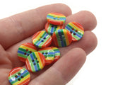10 13mm Red Ended Rainbow Striped Resin Buttons Flat Round Plastic Four Hole Buttons Jewelry Making Beading Supplies Sewing Supplies