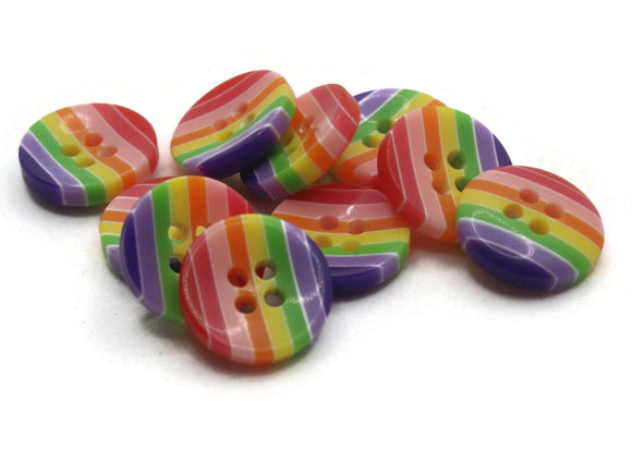 10 13mm Rainbow Resin Buttons Flat Round Plastic Four Hole Buttons Jewelry Making Beading Supplies Sewing Supplies