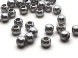 40 12mm Large Hole Pearls Silver Grey Pearls Faux Pearl Beads European Beads Round Pearl Beads Plastic Pearl Beads Acrylic Beads Gray Beads
