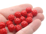 40 10mm Red Pressed Rose Beads Full Strand Vintage Pressed Plastic Beads Round Floral Beads Jewelry Making Beading Supplies Smileyboy