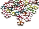 50 14mm Assorted Color Flower Beads Plastic Coin Beads Mixed Color Flat Round Loose Beads to String Jewelry Making Beading Supplies