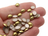 100 8mm x 6mm Golden Pearl Oval Cabochons Flatback Cabochons Faux Pearl Plastic Cabochons Jewelry Making Crafting Supplies