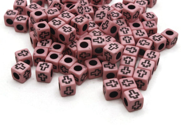 100 6mm Light Pink Cross Beads Cube Beads Plastic Christian Cube Beads Religious Beads Jewelry Making Beading Supplies Beads to String