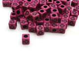 100 6mm Bright Pink Cross Beads Cube Beads Plastic Christian Cube Beads Religious Beads Jewelry Making Beading Supplies Beads to String