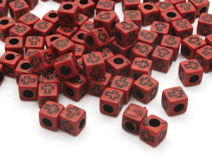 100 6mm Red Cross Beads Cube Beads Plastic Christian Cube Beads Religious Beads Jewelry Making Beading Supplies Beads to String