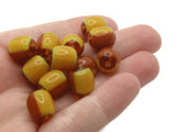 12 12mm x 10mm Tan and Brown Vintage Lucite Barrel Beads Two Tone Plastic New Old Stock Loose Beads Jewelry Making Beading Supplies
