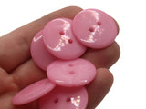 15 24mm Pink Buttons Flat Round Plastic Two Hole Buttons Jewelry Making Beading Supplies Sewing Notions