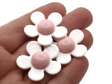 8 27mm Flower Beads White and Pink Daisy Plant Beads Large Plastic Beads Acrylic Beads to String Jewelry Making Beading Supplies