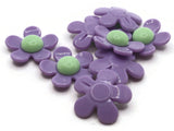 8 27mm Flower Beads Purple and Green Daisy Plant Beads Large Plastic Beads Acrylic Beads to String Jewelry Making Beading Supplies