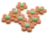 8 27mm Flower Beads Orange and Green Daisy Plant Beads Large Plastic Beads Acrylic Beads to String Jewelry Making Beading Supplies