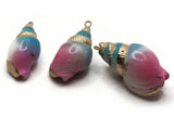 Blue Pink and Gold Spiral Seashell Bead Large Pendant Beach Charm Shell Charm Jewelry Making Beading Supplies