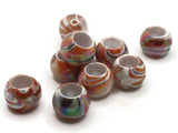 10 17mm Large Hole Beads Macrame Beads Orange Marbleized Beads Jewelry Making Beading Supplies Round Beads Plastic Ball Beads