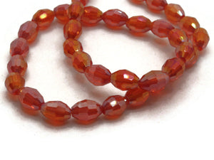 36 8mm Clear Red Faceted Glass Beads Frosted Faceted Oval Beads Jewelry Making Beading Supplies Loose Beads Oval Beads