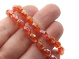 36 8mm Clear Red Faceted Glass Beads Frosted Faceted Oval Beads Jewelry Making Beading Supplies Loose Beads Oval Beads