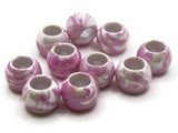 10 17mm Large Hole Beads Macrame Beads Pink Marbleized Beads Jewelry Making Beading Supplies Round Beads Plastic Ball Beads