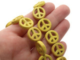 26 15mm Yellow Peace Symbol Gemstone Beads Dyed Beads Synthetic Turquoise Stone Beads Jewelry Making Beading Supplies