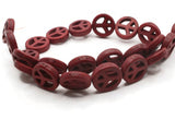 26 15mm Red Beads Peace Symbol Gemstone Beads Dyed Beads Synthetic Turquoise Stone Beads Jewelry Making Beading Supplies