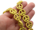 20 20mm Yellow Peace Symbol Gemstone Beads Dyed Beads Synthetic Turquoise Stone Beads Jewelry Making Beading Supplies