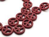 20 20mm Red Peace Symbol Gemstone Beads Dyed Beads Synthetic Turquoise Stone Beads Jewelry Making Beading Supplies