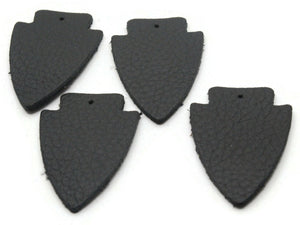 4 37mm Black Leather Arrowhead Pendants Jewelry Making Beading Supplies Focal Beads Drop Beads