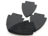 4 37mm Black Leather Arrowhead Pendants Jewelry Making Beading Supplies Focal Beads Drop Beads