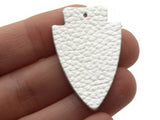 4 37mm White Leather Arrowhead Pendants Jewelry Making Beading Supplies Focal Beads Drop Beads