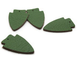 4 37mm Green Leather Arrowhead Pendants Jewelry Making Beading Supplies Focal Beads Drop Beads