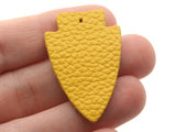 4 37mm Yellow Leather Arrowhead Pendants Jewelry Making Beading Supplies Focal Beads Drop Beads