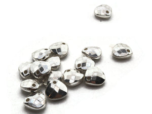 15 10mm Silver Faceted Teardrop Beads Vintage Silver Plated Plastic Beads Jewelry Making Beading Supplies Shiny Metal Focal Beads