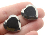2 22mm Silver Rimmed Black Heart Beads Glass Beads Silver Framed Beads Window Beads Jewelry Making Beading Supplies