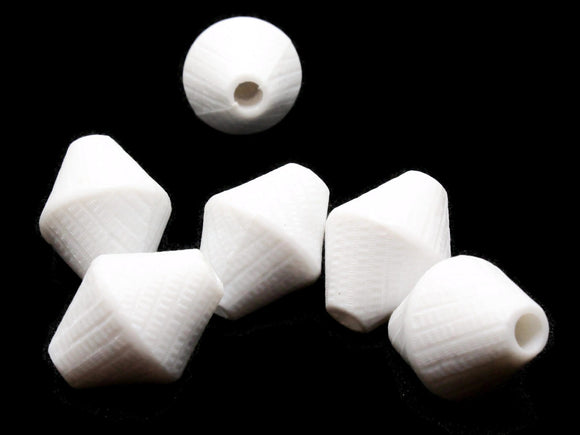 6 25mm White Vintage Plastic Large Hole Bicone Beads Jewelry Making Beading Supplies Loose Beads to String