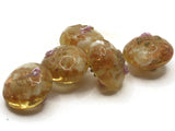 5 16mm Golden Yellow Flower Lampwork Glass Beads Puffed Coin Beads Jewelry Making Beading Supplies Loose Beads to String
