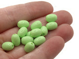 50 9mm Vintage Green Smooth Oval Plastic Beads New Old Stock Loose Beads Jewelry Making Beading Supplies Lightweight Bead