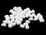 50 9mm Vintage White Smooth Oval Plastic Beads New Old Stock Loose Beads Jewelry Making Beading Supplies Lightweight Bead