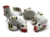 Porcelain Chicken Beads White Bird Beads Porcelain Glass Beads Loose Animal Beads Miniature Farm Beads Jewelry Making Beading Supplies