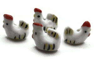 Porcelain Chicken Beads White Bird Beads Porcelain Glass Beads Loose Animal Beads Miniature Farm Beads Jewelry Making Beading Supplies