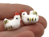 Porcelain Chicken Beads White Bird Beads Porcelain Glass Beads Loose Animal Beads Miniature Farm Beads Jewelry Making Beading Supplies