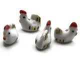 Porcelain Chicken Beads White Bird Beads Porcelain Glass Beads Loose Animal Beads Miniature Farm Beads Jewelry Making Beading Supplies