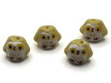 Porcelain Owl Beads Yellow Animal Beads Porcelain Glass Beads Loose Animal Beads Miniature Wildlife Beads Jewelry Making Beading Supplies