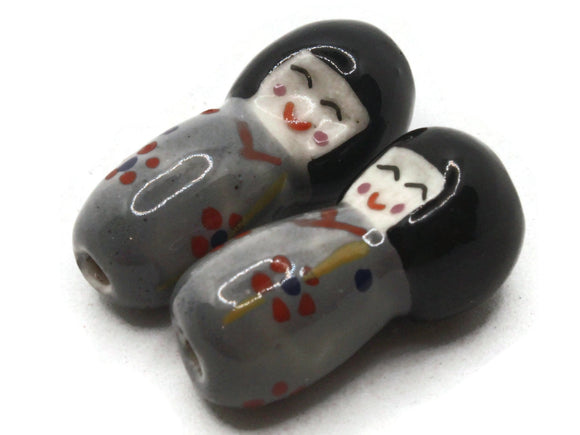Purple Dress Woman Porcelain Beads Porcelain Glass Beads Loose Miniature Person Beads Jewelry Making Beading Supplies