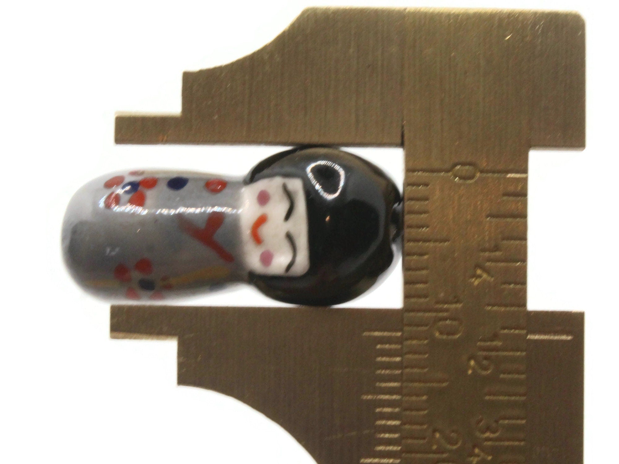 2 24mm Purple Dress Woman Porcelain Glass Beads  Smileyboy Beads