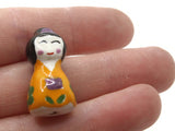 Orange Dress Woman Porcelain Beads Porcelain Glass Beads Loose Miniature Person Beads Jewelry Making Beading Supplies